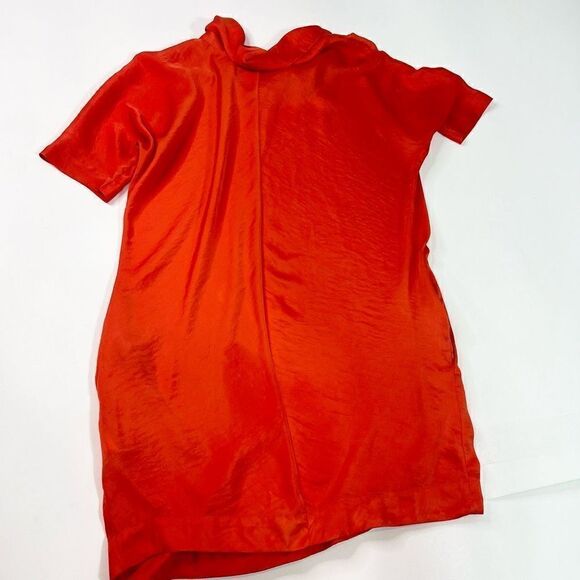 Whyred Mini Dress Womens 38 Red Short Sleeve Cowl Neck Pullover - Picture 7 of 10